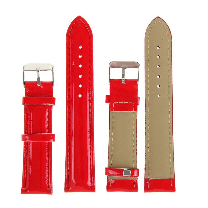 Ремешок для часов, 20 мм, 19 см, красно-алый