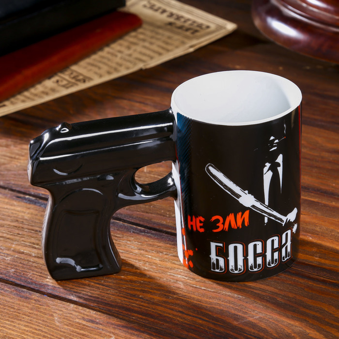 Кружка керамика пистолет "Не зли босса" 320 мл