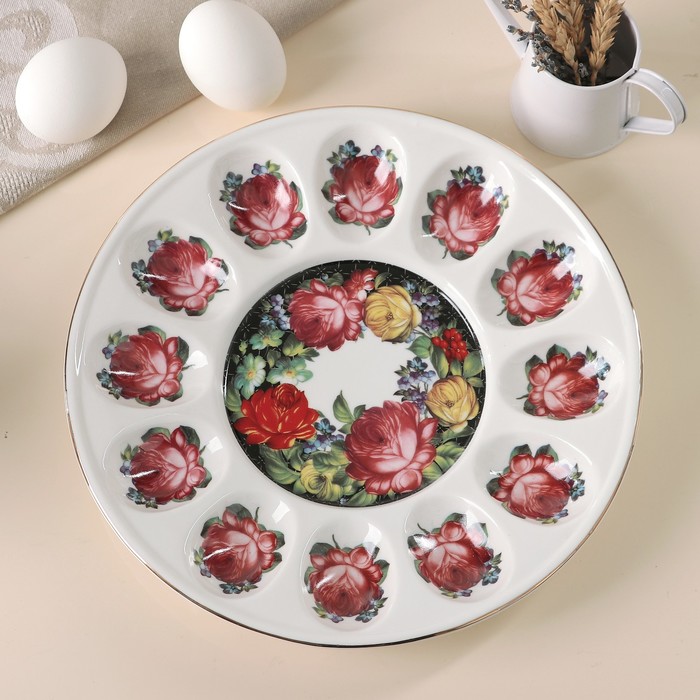 Блюдо пасхальное для яиц 25,2 см "Роковая роза"