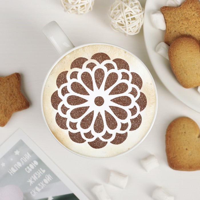 Трафарет для кофе и выпечки d 8,5 см "Мандала"