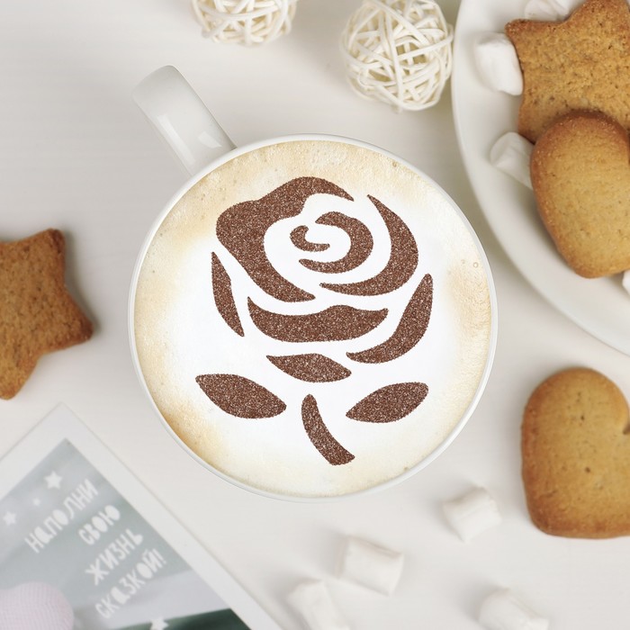 Трафарет для кофе и выпечки d 8,5 см "Роза"