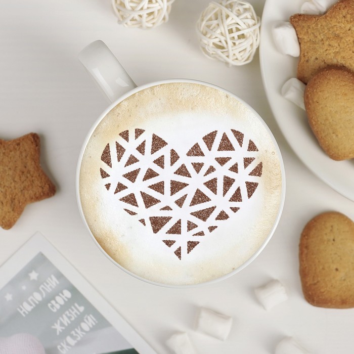 Трафарет для кофе и выпечки d 8,5 см "Графичное сердце"