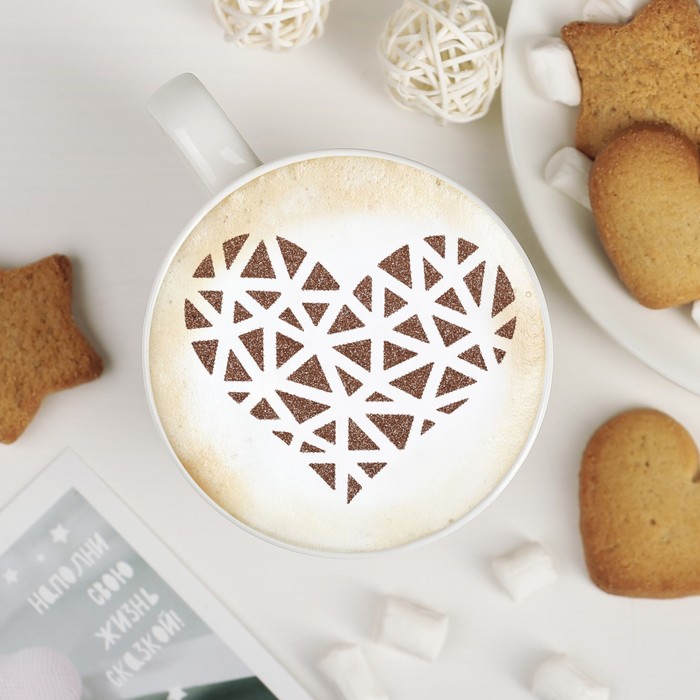 Трафарет для кофе и выпечки d 8,5 см "Графичное сердце"