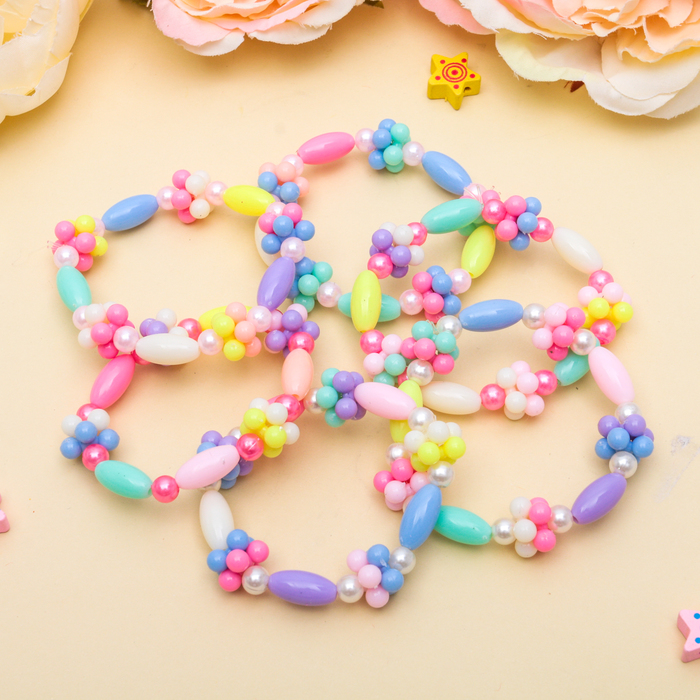 Браслет детский "Выбражулька" бусинки цветочки, цвет МИКС