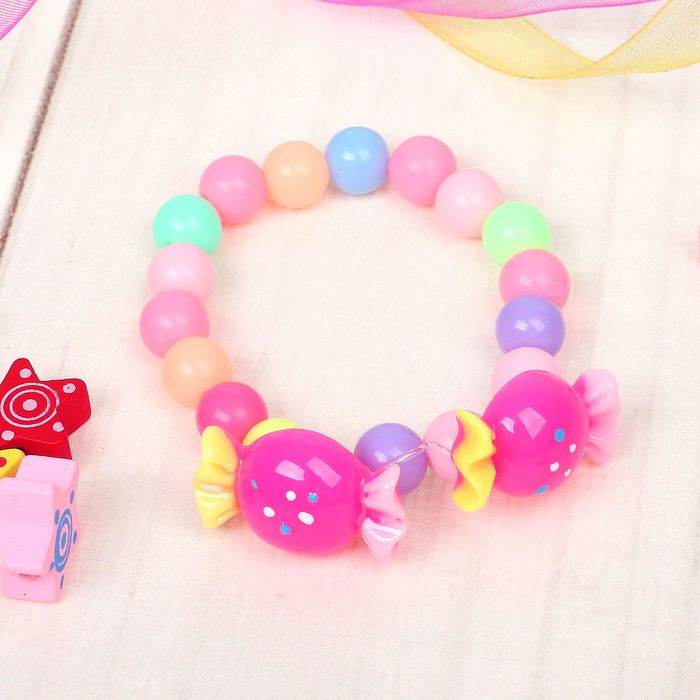 Браслет детский "Выбражулька" бусинки с конфетками, цвет МИКС