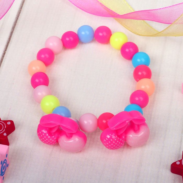 Браслет детский "Выбражулька" бусинки с вишенками, цвет МИКС