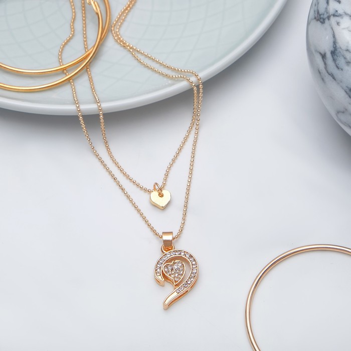 Кулон "Сердечки" дуэт, цвет золото