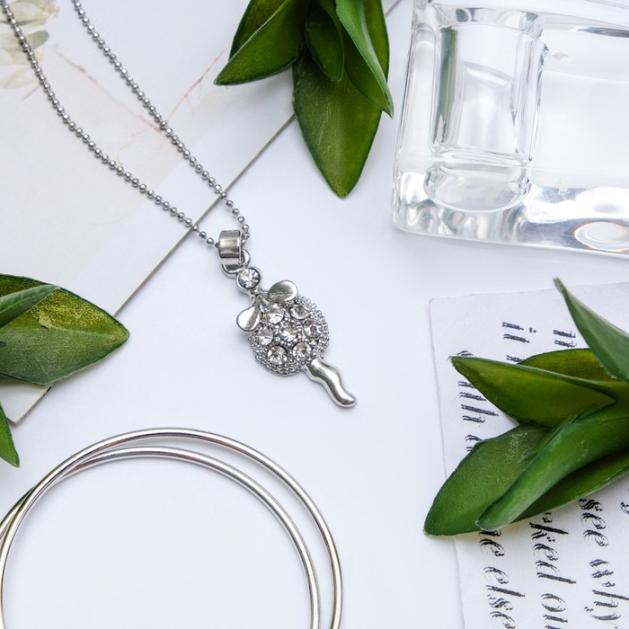Кулон "Мышка", цвет белый в серебре