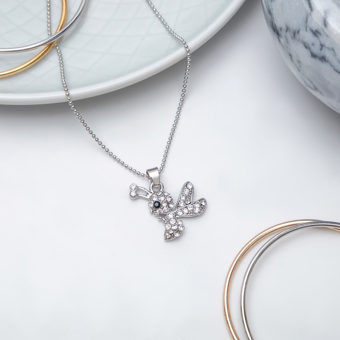 Кулон "Пчёлка", цвет белый в серебре