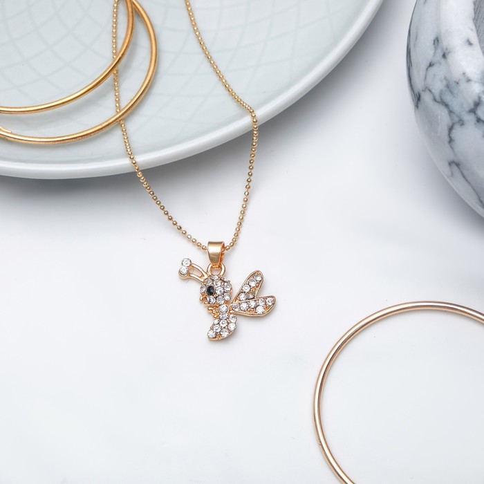 Кулон "Пчёлка", цвет белый в золоте