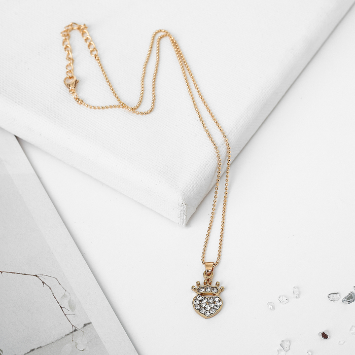 Кулон "Сердце с короной", цвет белый в золоте