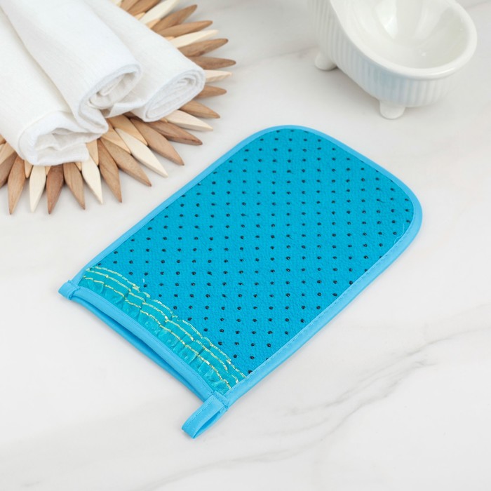 Мочалка-варежка массажная 21х12,5 см "Конфетти", хлопок, цвет МИКС