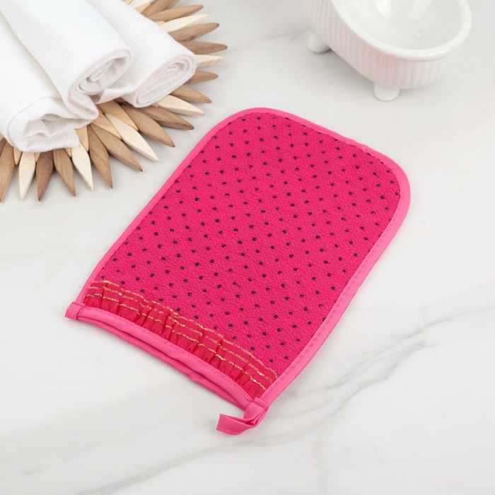 Мочалка-варежка массажная 21х12,5 см "Конфетти", хлопок, цвет МИКС