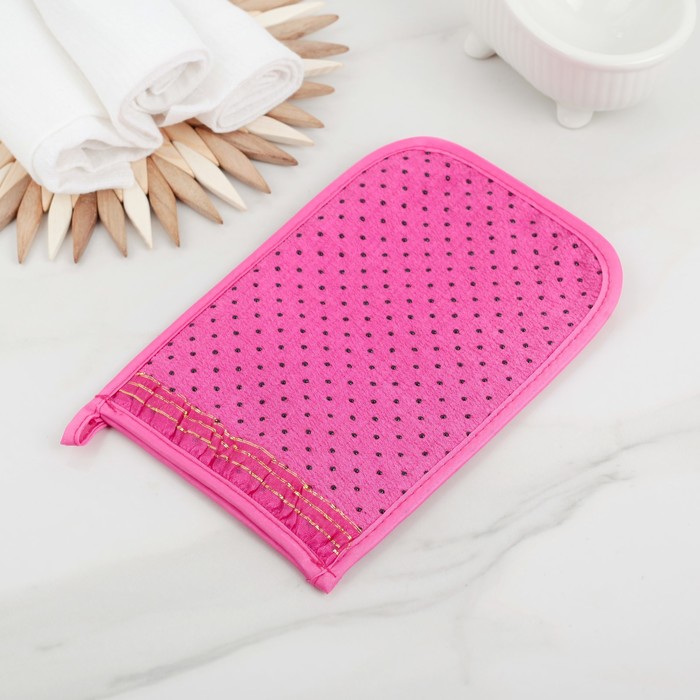 Мочалка-варежка массажная 21х12,5 см "Конфетти", хлопок, цвет МИКС