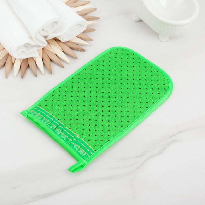 Мочалка-варежка массажная 21х12,5 см "Конфетти", хлопок, цвет МИКС