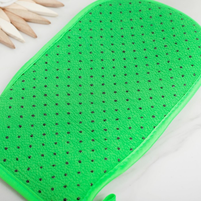 Мочалка-варежка массажная 22х13 см "Конфетти", хлопок, цвет МИКС