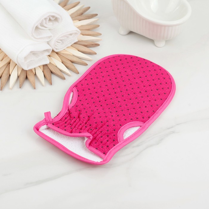 Мочалка-варежка массажная 22х13 см "Конфетти", хлопок, цвет МИКС