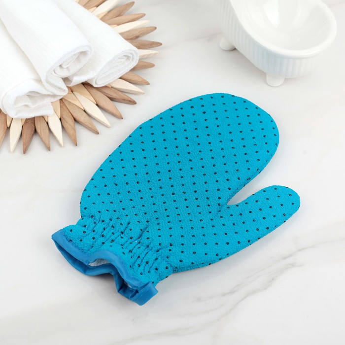 Мочалка-варежка массажная 21,5х16 см "Конфетти", хлопок, цвет МИКС