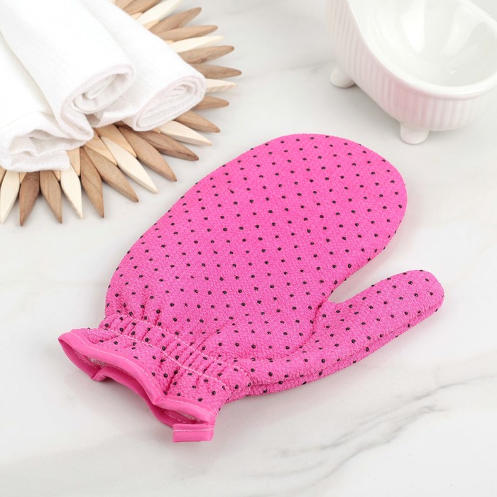 Мочалка-варежка массажная 21,5х16 см "Конфетти", хлопок, цвет МИКС