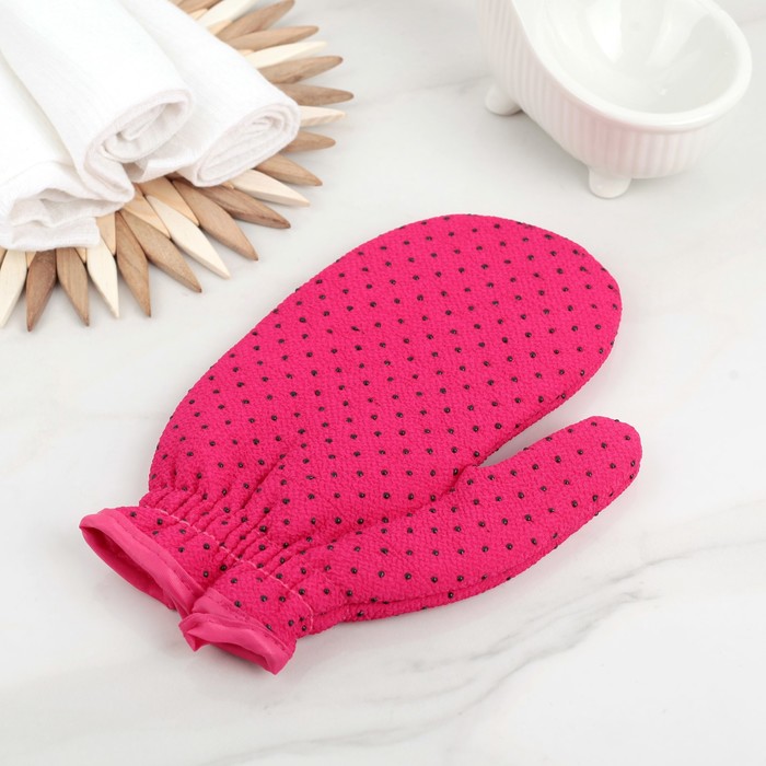 Мочалка-варежка массажная 21,5х16 см "Конфетти", хлопок, цвет МИКС