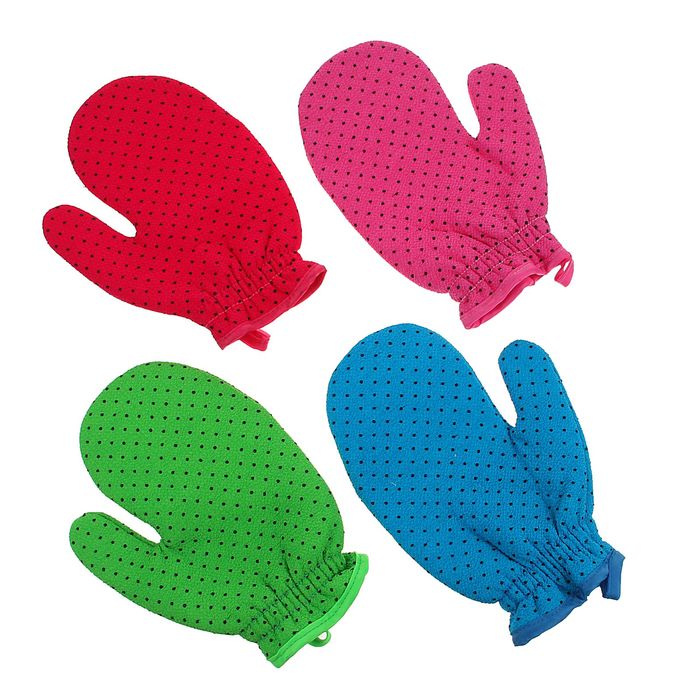 Мочалка-варежка массажная 21,5х16 см "Конфетти", хлопок, цвет МИКС