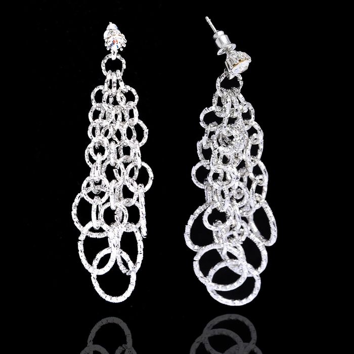 Серьги висячие "Круг" легкость, цвет серебро