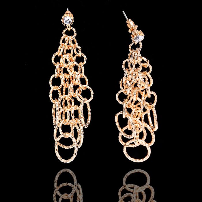 Серьги висячие "Круг" легкость, цвет золото