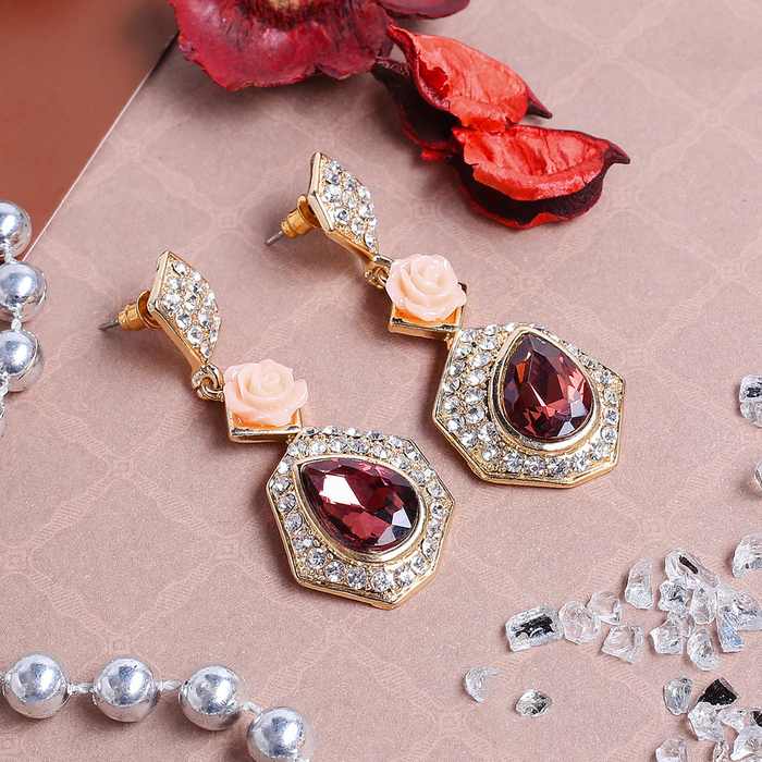 Серьги ассорти "Капля" диссонанс, цветные в золоте