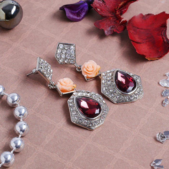 Серьги ассорти "Капля" диссонанс, цветные в серебре