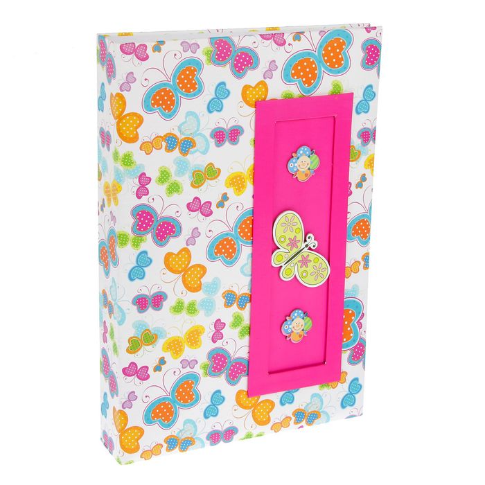 Фотоальбом на 300 фото 10х15 см "Яркие бабочки" бумажные листы 33х22х5 см