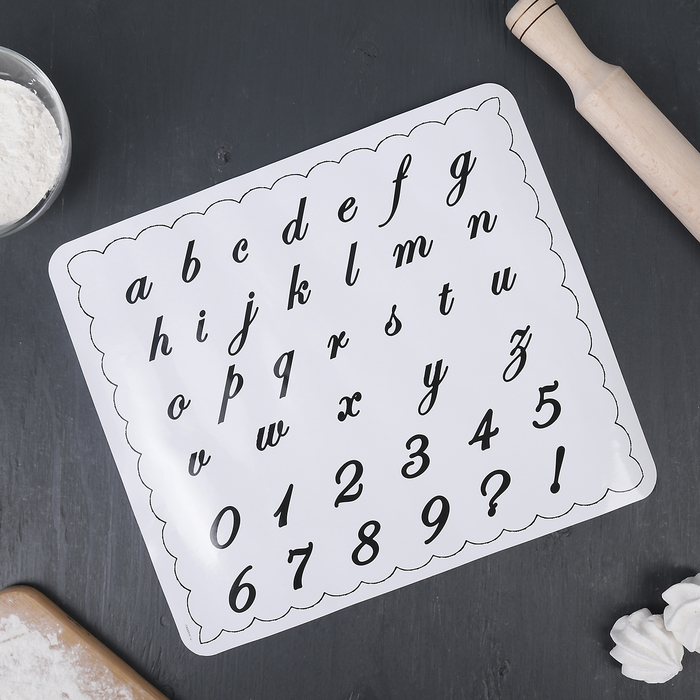 Набор кондитерский для айсинга, 9 предметов: 4 трафарета, коврик, кондитерский мешок, 3 насадки