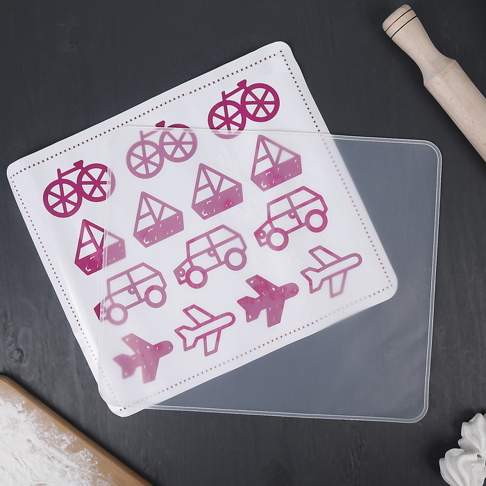 Набор кондитерский для айсинга 5 предметов: 4 трафарета, кондитерский мешок