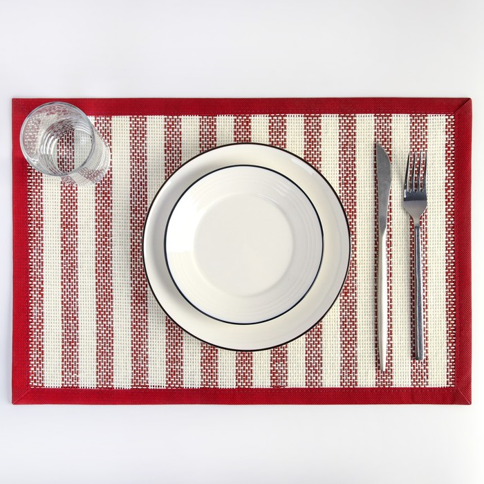 Салфетка кухонная "Полосы" 45х30 см, цвет красный