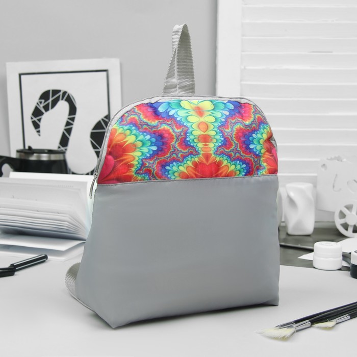 Рюкзак детский на молнии "Разводы", 1 отдел, цвет серый