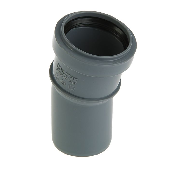 Отвод канализационный "Политэк", 50 мм, 15°