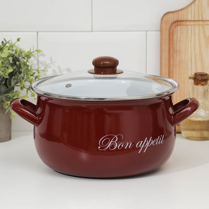 Кастрюля 5,1 л "Бордо", стеклянная крышка