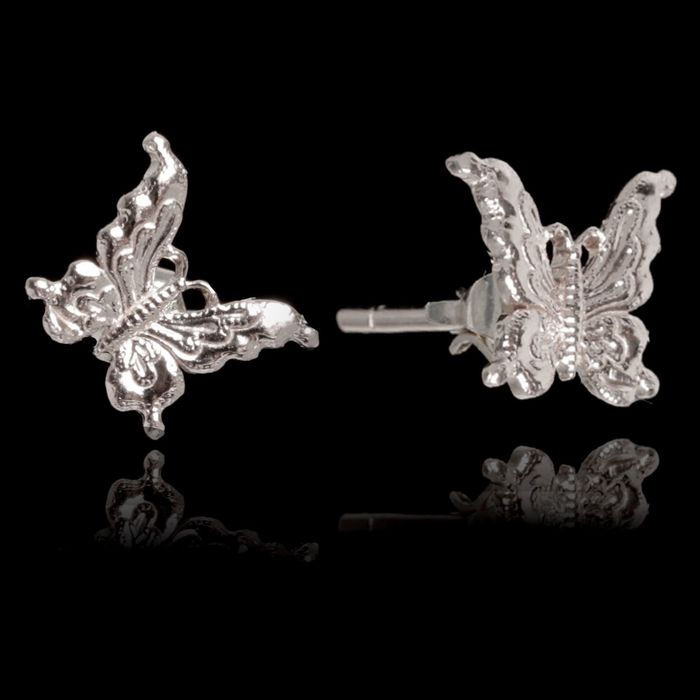 Серьги "Бабочки", посеребрение с оксидированием