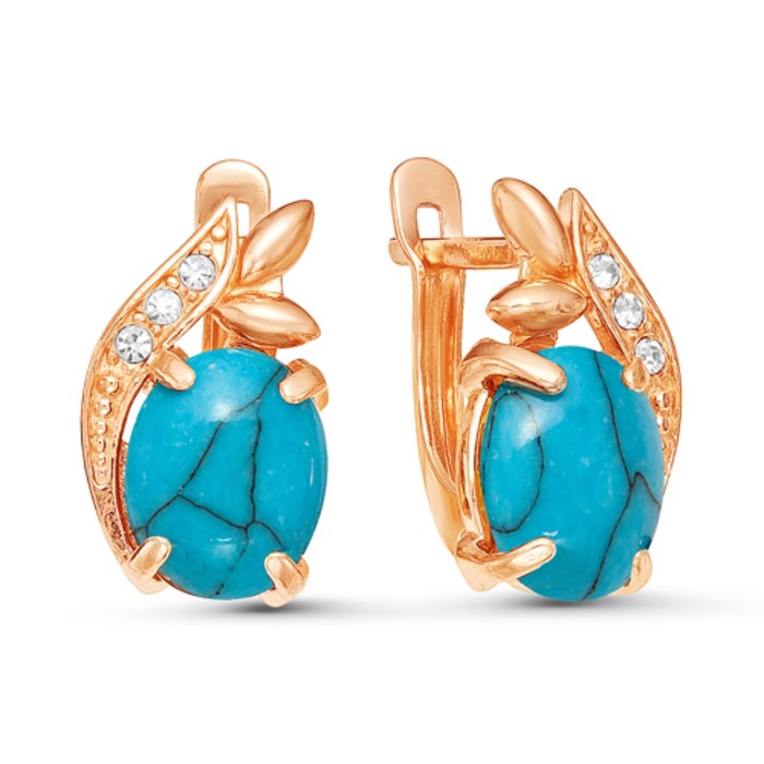Серьги "Роскошь бирюзы", позолота