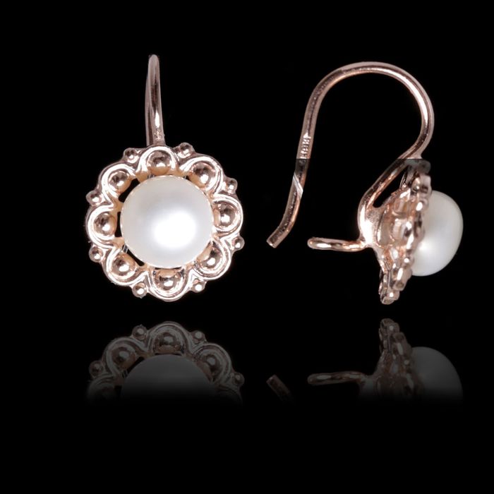 Серьги "Цветочная нежность" жемчуг, позолота