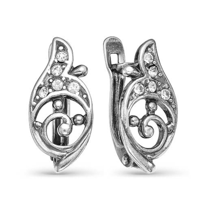 Серьги "Мелодия", посеребрение с оксидированием