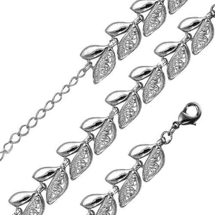 Браслет посеребрение с оксидированием "Лепесток", 17 размер