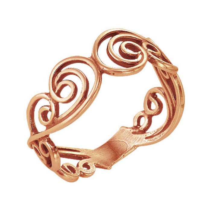 Кольцо "Изгиб", позолота, 19 размер