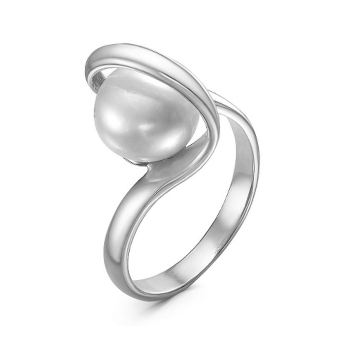 Кольцо "Жемчужина", посеребрение с оксидированием, 18 размер