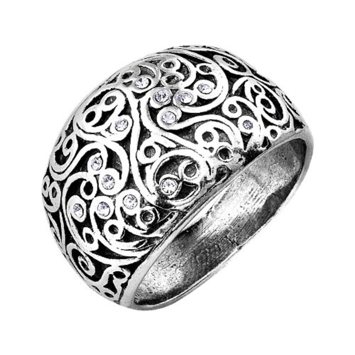 Кольцо "Ажур", посеребрение, 18 размер