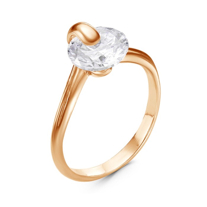 Кольцо "Классика" круг, позолота, 19 размер