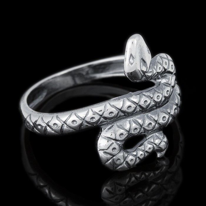 Кольцо "Змея", посеребрение с оксидированием, 17 размер