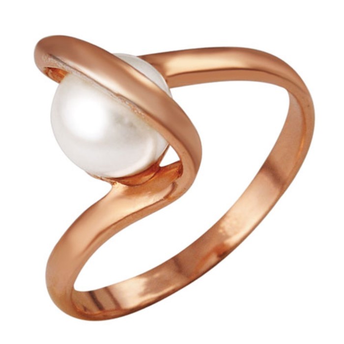 Кольцо "Жемчужина", позолота, 17 размер