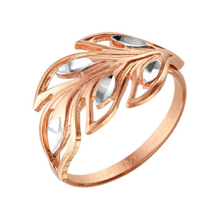 Кольцо "Перо", позолота, 17 размер