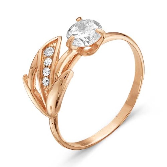 Кольцо "Цветочек" тюльпан, позолота, 17 размер