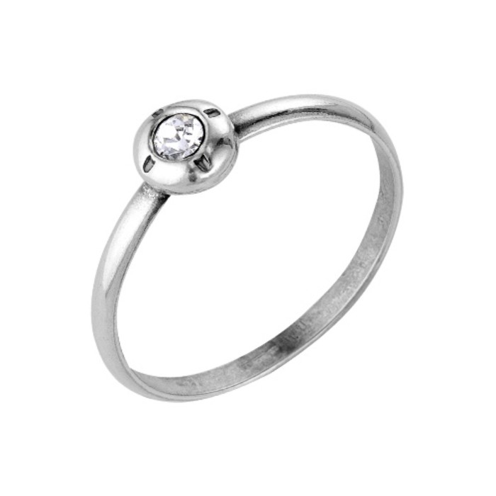 Кольцо "Классика" круг со вставкой, посеребрение с оксидированием, 19 размер